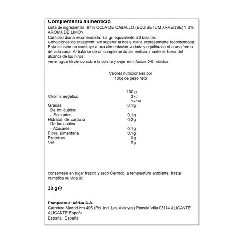 Infusi&oacute;n de cola de caballo sabor lim&oacute;n ALTEZA 20uds image number