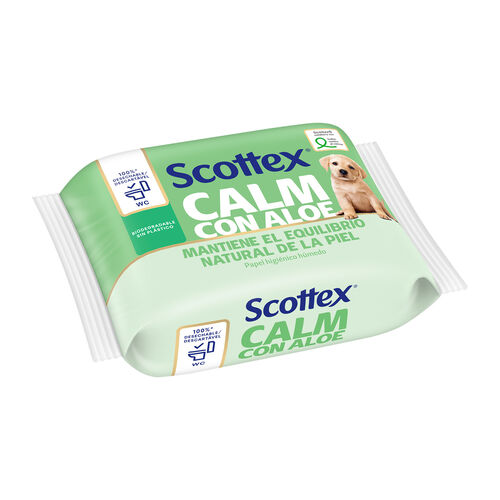 Papel higi&eacute;nico h&uacute;medo Calm con Aloe SCOTTEX 66uds image number