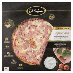 Pizza jamon cocido con crema queso fresco DELEITUM 450g