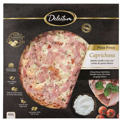Pizza jamon cocido con crema queso fresco DELEITUM 450g image number
