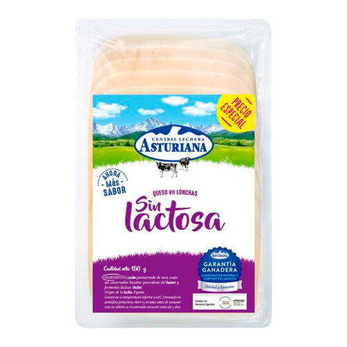 QUESO SIN LACTOSA ASTURIANA LONCHAS 180g image number