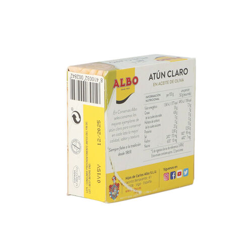 At&uacute;n claro en aceite de oliva ALBO 92g image number