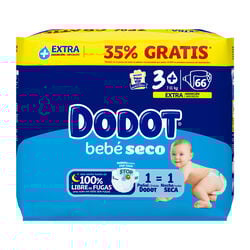 Pañal BEBÉ seco DODOT t.3 66uds