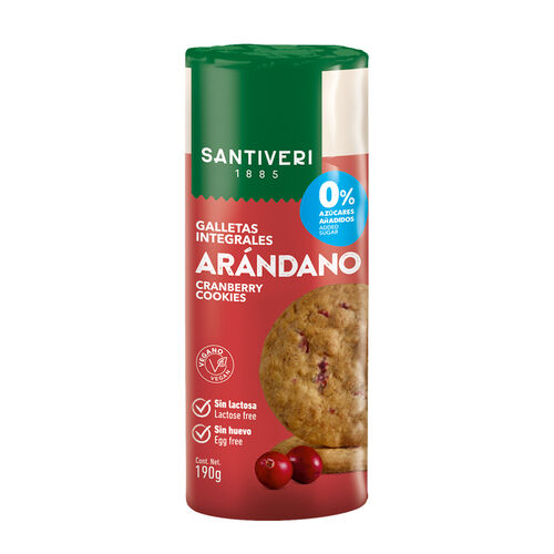 GALLETA INTEGRAL CON ARANDANOS 0% AZUCARES AÑADIDOS SANTIVERI 200g image number