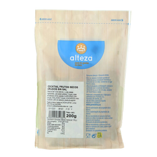 Cocktail frutos secos ALTEZA sin sal 200g image number