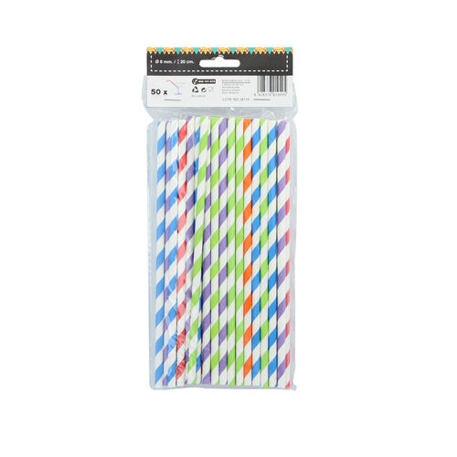 Pajitas ca&ntilde;as papel colores 50uds image number