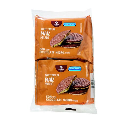Tortita de ma&iacute;z con chocolate negro ALTEZA 100g image number