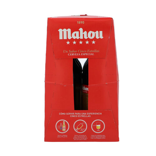 CERVEZA MAHOU 5 ESTRELLAS 25cl PACK 6 BOTELLINES image number