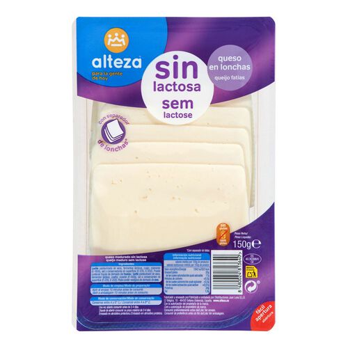 QUESO SIN LACTOSA ALTEZA LONCHAS 150g image number