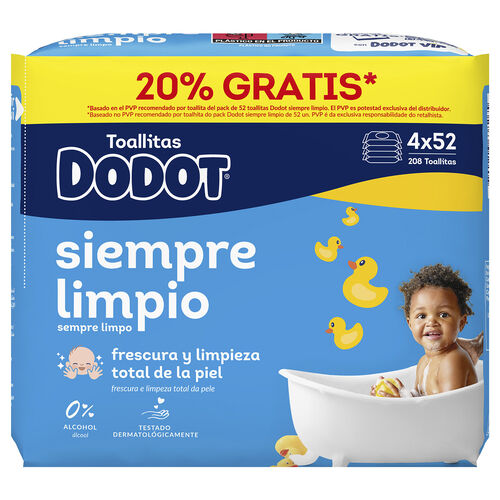 Toallitas Siempre Limpio DODOT 4x52uds image number