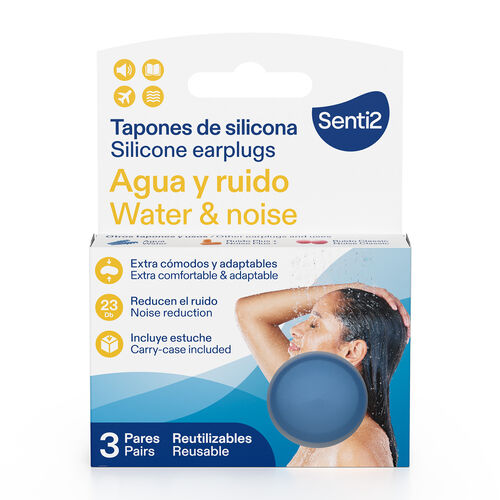 Tapones de silicona agua y ruido SENTI2 6uds image number