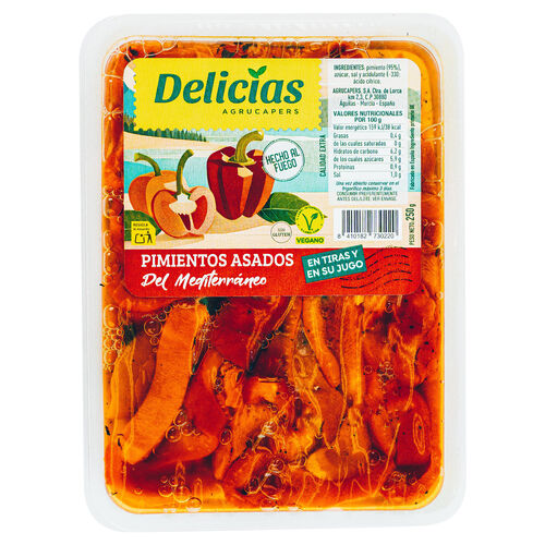 Pimientos asados del Mediterr&aacute;neo en tiras DELICIAS 250g image number