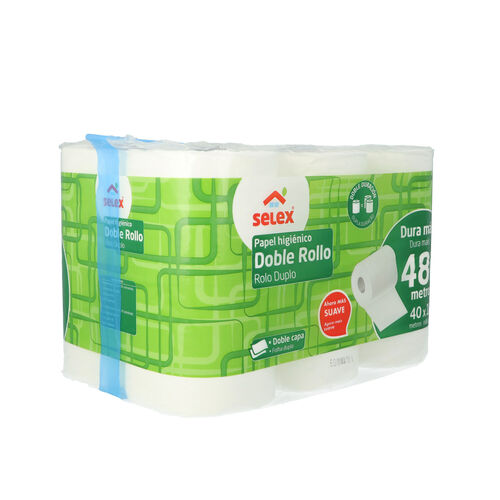 PAPEL HIGIENICO SELEX DOBLE ROLLO PACK 12uds image number