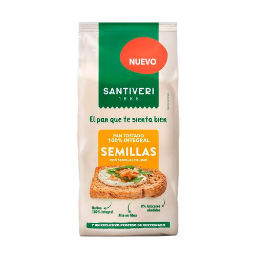 Pan tostado integral con semillas de lino santiveri 200g image number