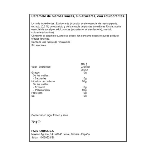CARAMELOS DE EUCALIPTO SIN AZUCAR RICOLA 70g image number