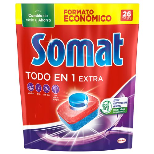 Lavavajillas en pastilla todo en 1 SOMAT 26 lavados image number