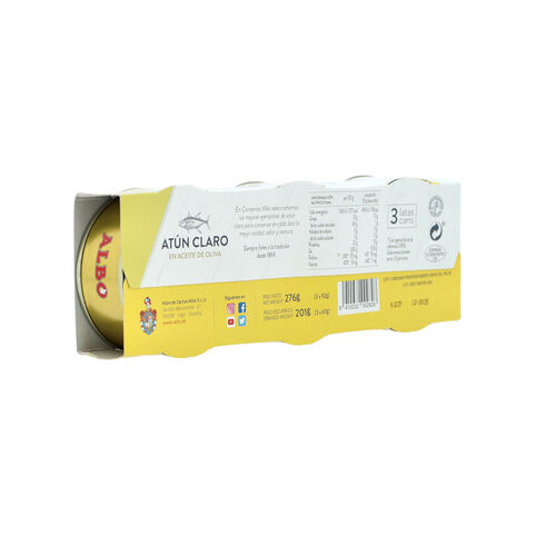 ATUN CLARO EN ACEITE DE OLIVA ALBO 3X92g image number