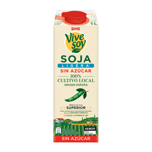 BEBIDA DE SOJA LIGERA SIN AZÚCAR VIVESOY 1L image number