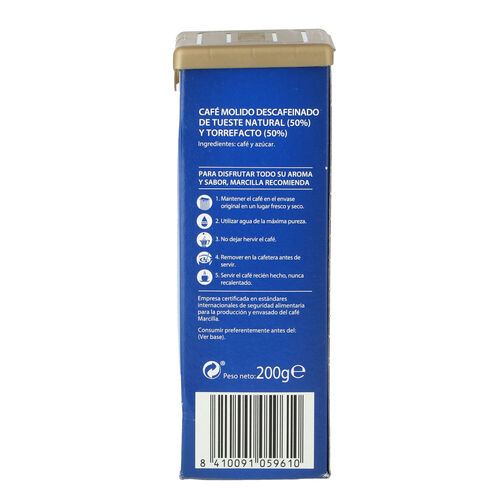 CAFE MARCILLA MOLIDO DESCAFEINADO 200g image number