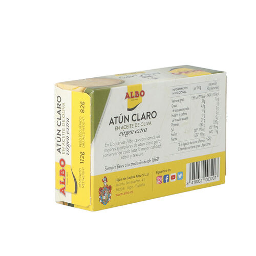 At&uacute;n claro en aceite de oliva Virgen Extra ALBO 112g image number