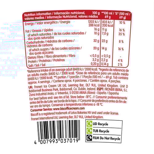 Helado con trozos de galleta LOTUS BISCOFF 425ml image number