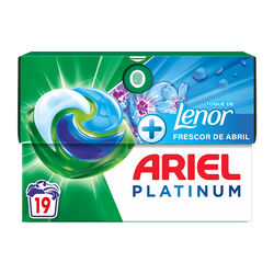 Detergente c&aacute;psulas Toque de Lenor Frescor de Abril ARIEL 19 lavado