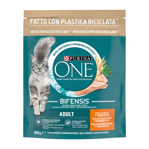Comida seca para gato adulto rico en pollo pienso PURINA ONE 800g image number