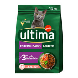 Comida seca para gato esterilizado con salm&oacute;n pienso ULTIMA 1,5kg