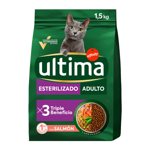 Comida seca para gato esterilizado con salm&oacute;n pienso ULTIMA 1,5kg image number