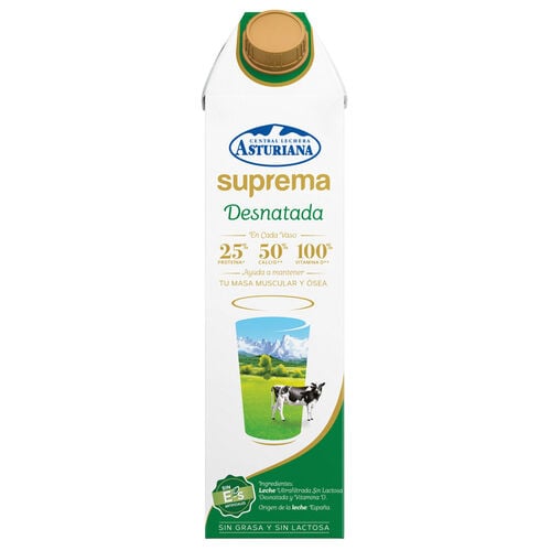 Leche desnatada Suprema Central Lechera ASTURIANA 1L image number