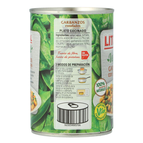 Garbanzos con espinacas LITORAL 425g image number