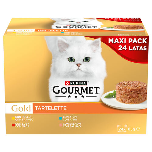 Comida h&uacute;meda para gato adulto tartalette GOURMET Gold 24x85g image number