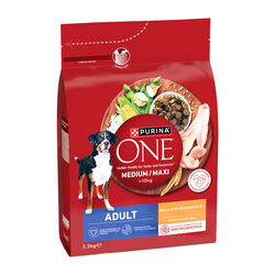 Comida seca para perro adulto medium-maxi con pollo y arroz PURINA ONE 2,5kg