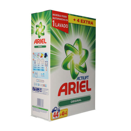 DETERGENTE POLVO ARIEL MALETA 42 CACITOS image number