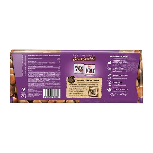 CHOCOLATE CON LECHE Y AVELLANAS VALOR 250g image number
