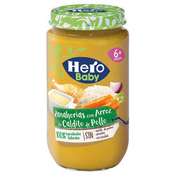 Tarrito zanahorias con arroz en caldito de pollo HERO 235g