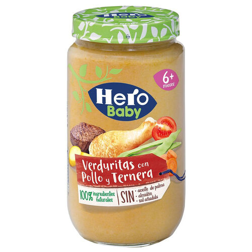 Tarrito verduritas con pollo y ternera trocitos HERO 235g image number