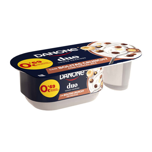 YOGUR CREMOSO DUO CON BOLITAS CRUNCHY CON CHOCOLATE DANONE 100g image number