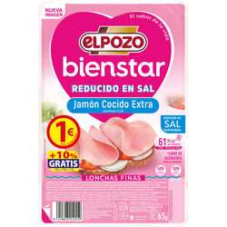 JAMON COCIDO EXTRA REDUCIDO EN SAL BIENSTAR EL POZO 65g
