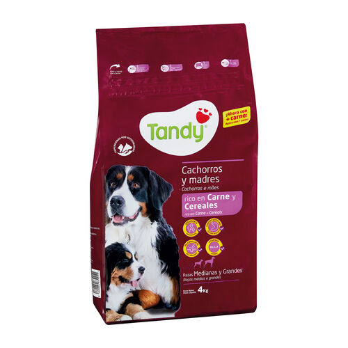 Comida seca para perro cachorro y madre con carne y cereales TANDY 4kg image number