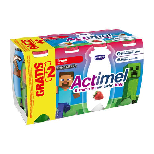 Bebida l&aacute;ctea con fresa Actimel Kids ACTIMEL 6x100g image number