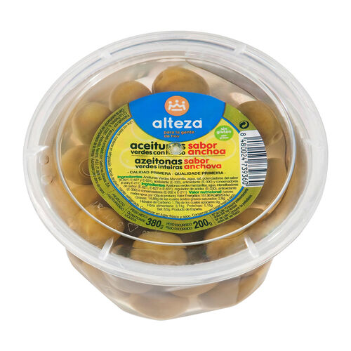 ACEITUNAS VERDES CON HUESO SABOR ANCHOA ALTEZA 380g image number