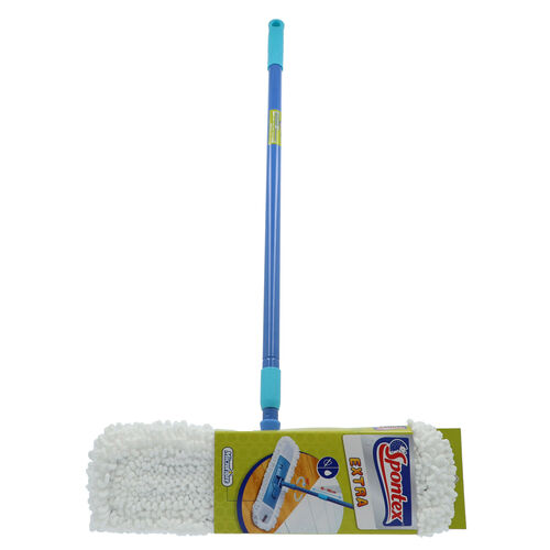 Set mopa microfibra Extra. 100% de mf con estructura voluptuosa sedosa y afelpada. palo telescopico extensible hasta 140 cm cabezal rotatorio 260&ordm; y de Gran tama&ntilde;o. image number