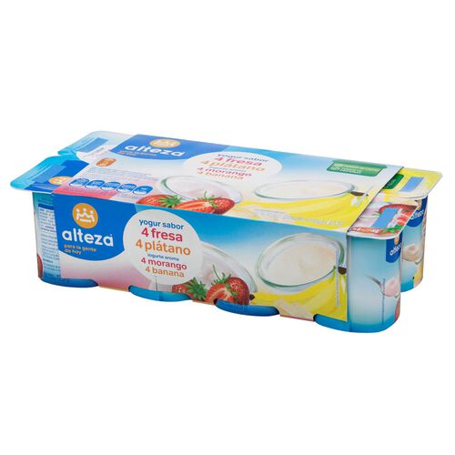 Yogur con fresa y pl&aacute;tano ALTEZA 8x125g image number