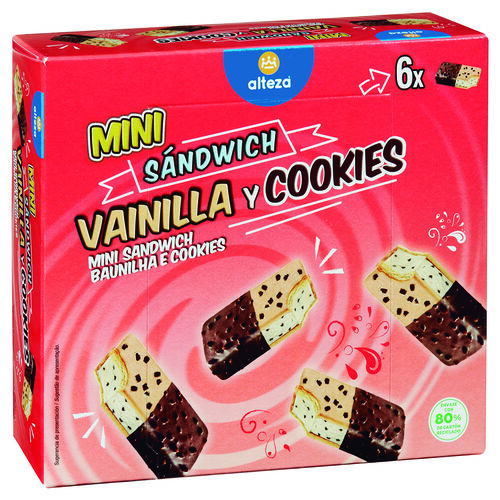 Helado Mini sandwich vainilla y COOKIES ALTEZA 6x85ml image number
