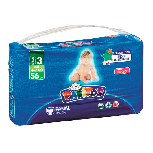 PAÑALES TUMBADO PASITOS TALLA 3 56uds image number