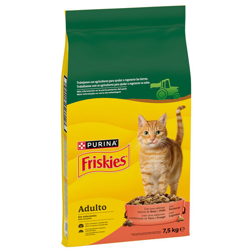 Comida seca para gato adulto mezcla buey y pollo con verduras FRISKIES 7,5kg image number
