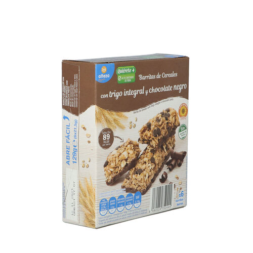 Barritas de cereales con trigo Integral y chocolate negro ALTEZA 6uds 129g image number