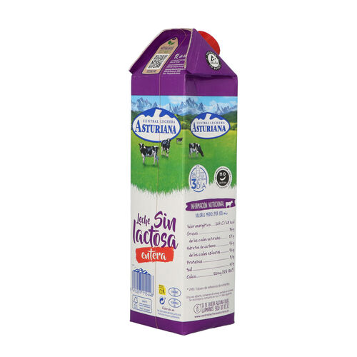 Leche sin lactosa entera Central Lechera ASTURIANA 1L image number
