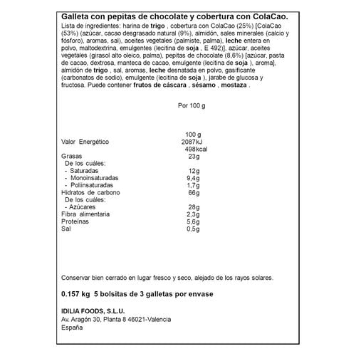 GALLETAS BAÑADAS CON CACAO NATURAL COLA CAO 157g image number